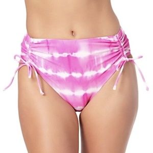 New California Waves Tie Dye High Waisted Bikini Swim Bottoms Pink Size Medium